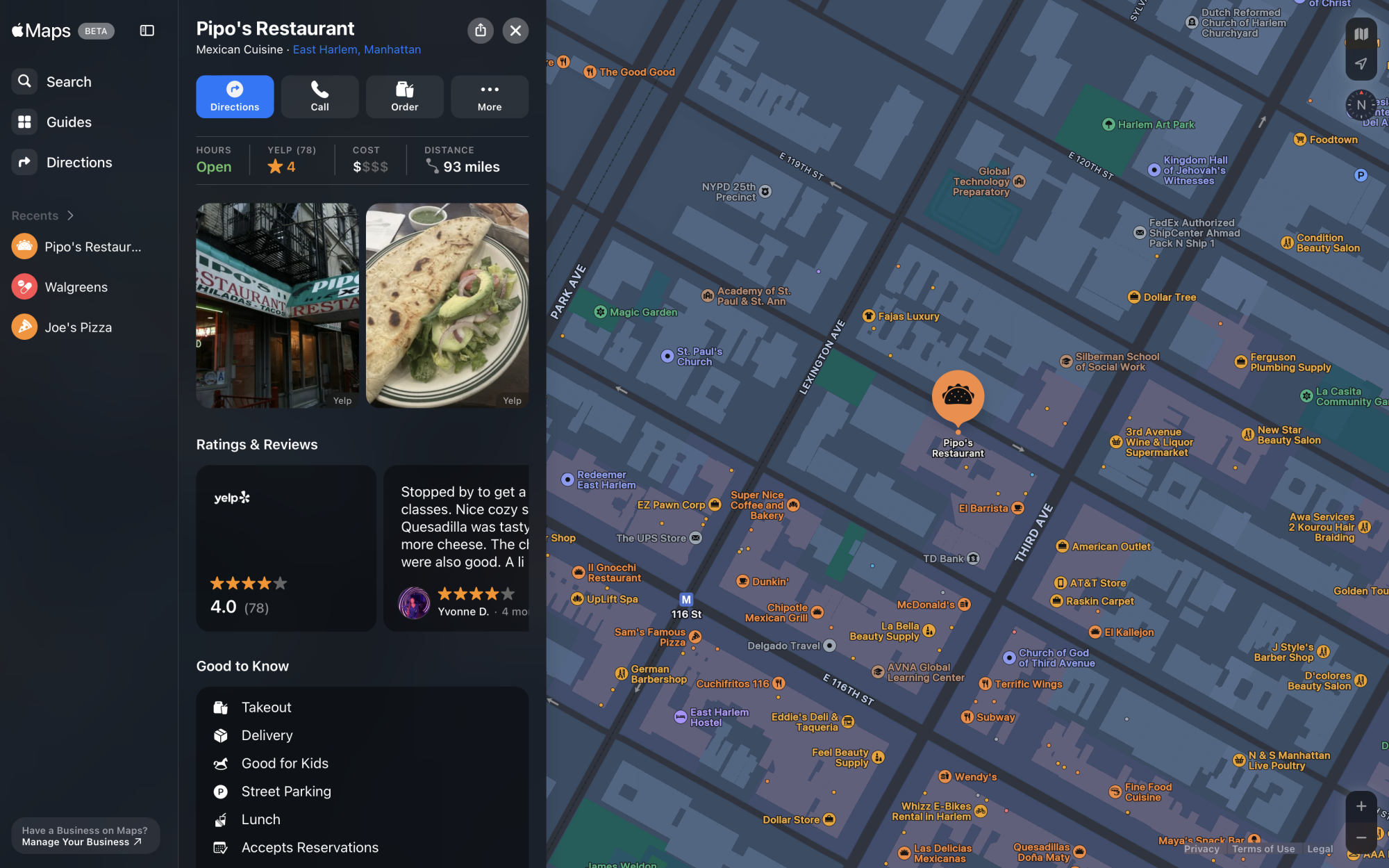 apple maps web app nyc dark mode