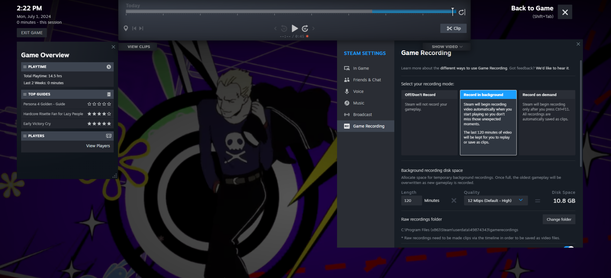 Screenshot of Persona 4 Golden in Steam