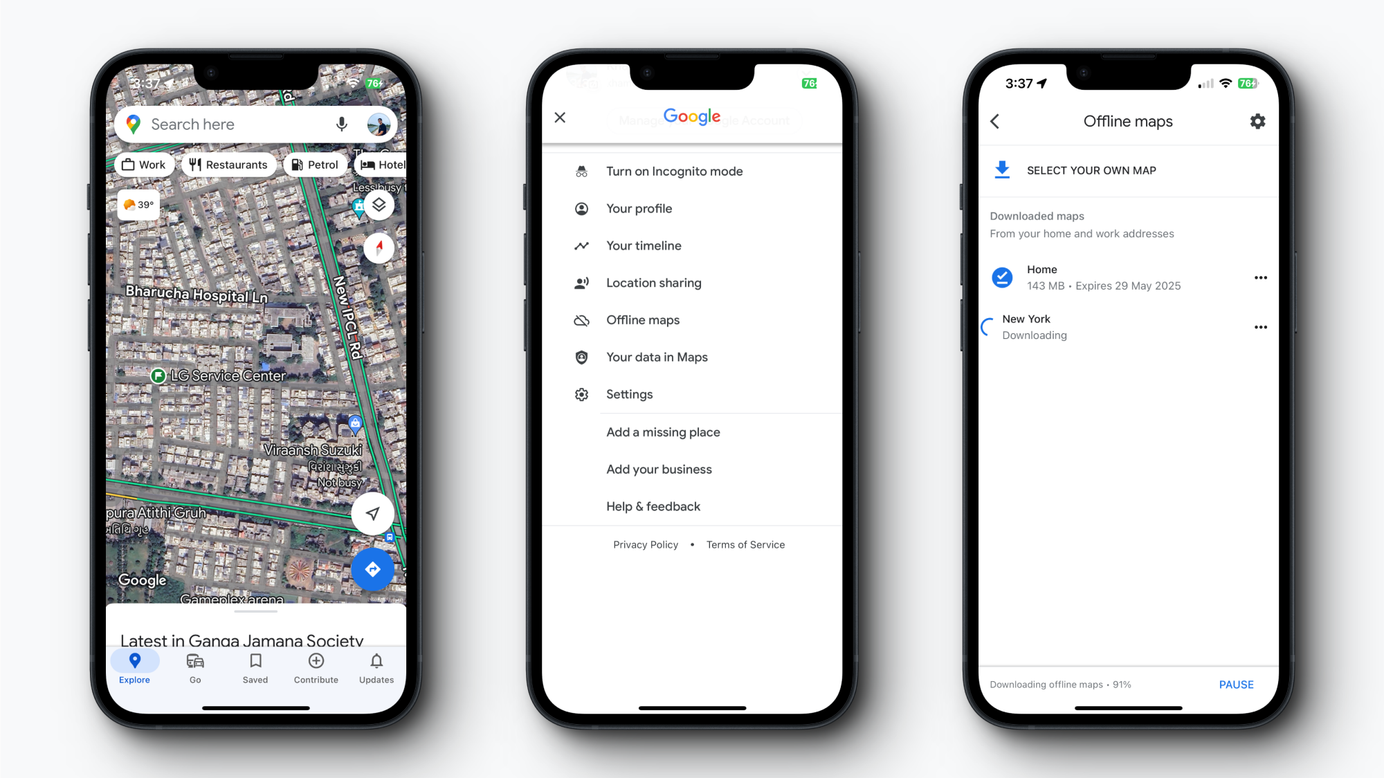 Download local maps data in Google Maps.