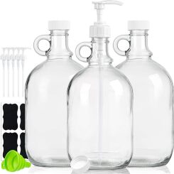 Sovietiep 3 Pack 0.5 Gal Glass Pump Dispenser Bottle