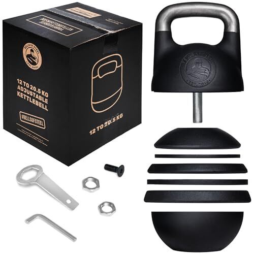 Adjustable Kettlebell [Bells of Steel] Upgraded Version Kettlebell Adjustable | Steel Shell, Internally-Loaded for Full Body Workouts | Competition Standard 35mm Handle, 12-20.5kg