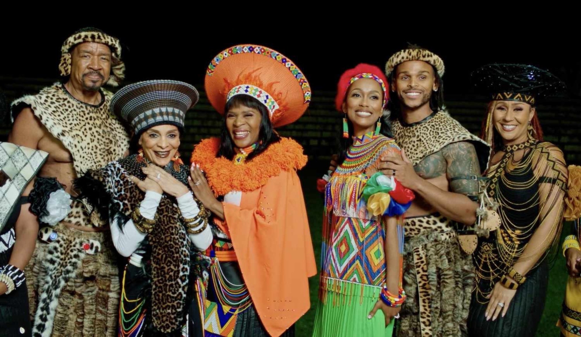 Six members of a family in South African dress