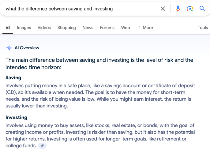 What's The Difference Between Saving And Investing?