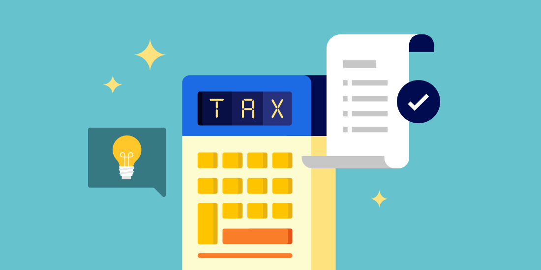 illustration of calculator spelling the word tax