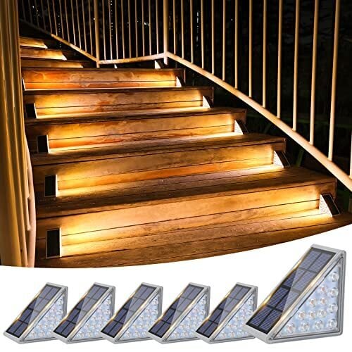 VOLISUN Solar Stair Lights 6 Pack, Solar Step Lights Outdoor Waterproof IP67, LED Outdoor Step Lights, Solar Outdoor Lights Decor for Garden Stair, Deck, Front Step, Front Porch and Patio (Warm White)